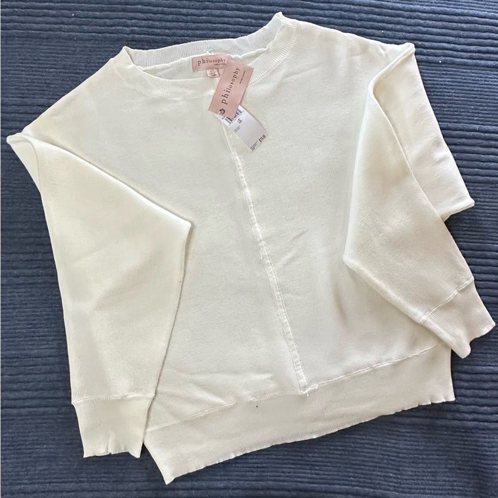Philosophy lightweight drop-shoulder sweater in ivory, Large, NWT